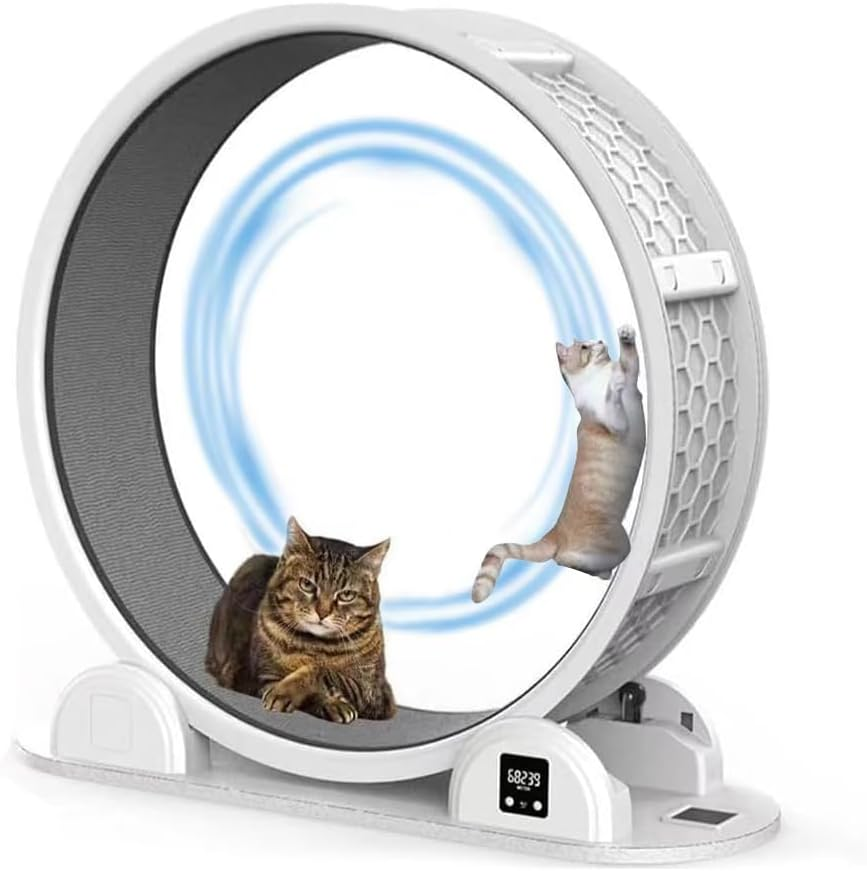 CHAOFLIGHT Cat Exercise Wheel,Pet Treadmill Running Wheel with Pedometer 41'' Large Cat Wheel with Carpeted Runway & TPE Silent Roller for Running/Walking/Training, Suitable for Most Cats image number 4
