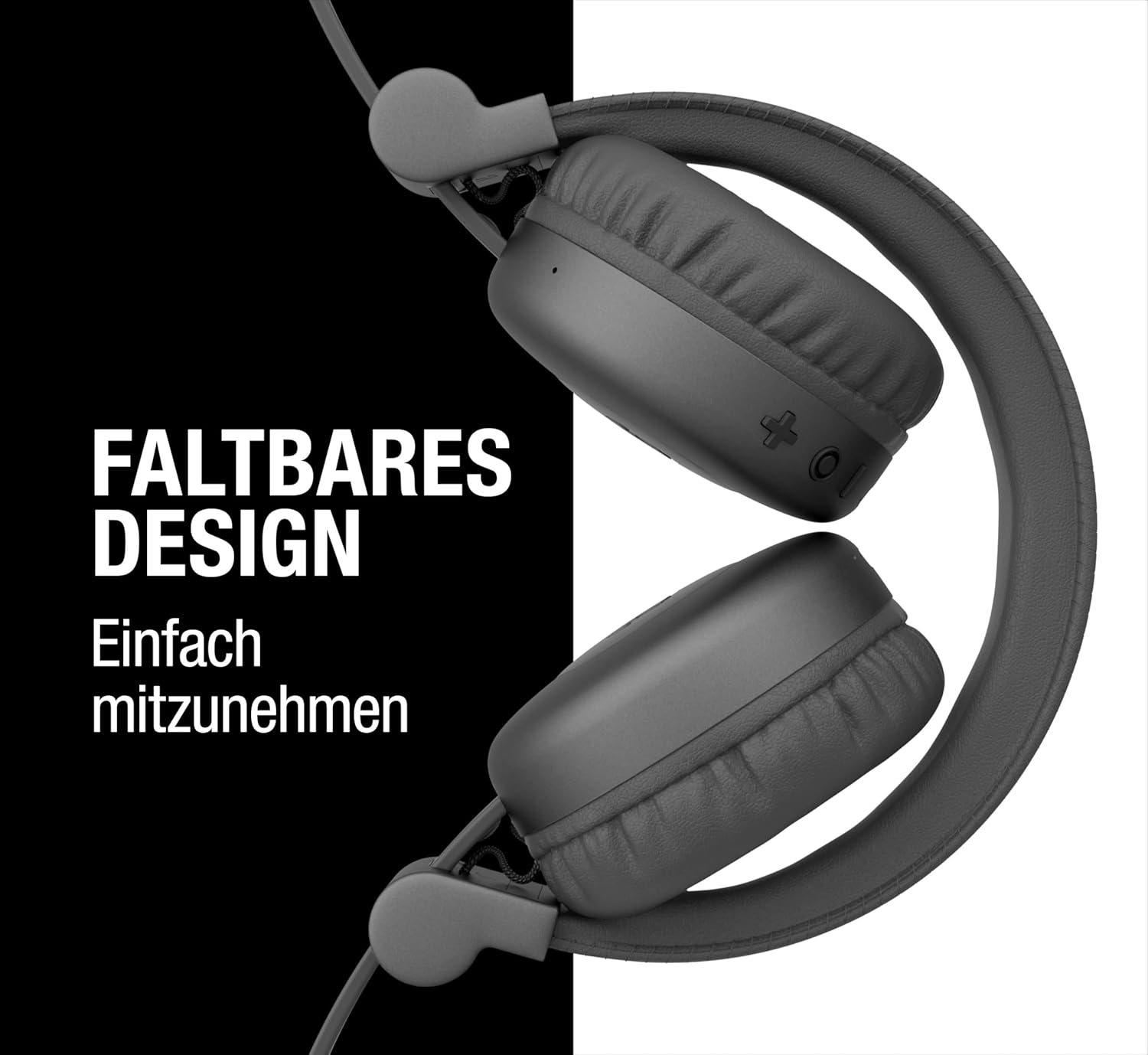 Fresh 'N Rebel Code Core Bluetooth Headphones On-Ear Wireless 30 Hours Playtime with Microphone and Voice Assistant, Volume Control and Play/Pause Buttons, Foldable (Storm Grey) image number 3