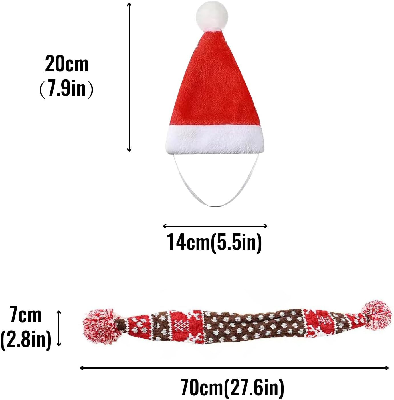 Yicoovey Christmas Pet Costume Set (Size L) - 2-Piece Reindeer Knitted Scarf & Santa Hat in Red/White, Soft Winter Outfit for Dogs/Cats, Festive Accessories & Photo Decoration image number 2