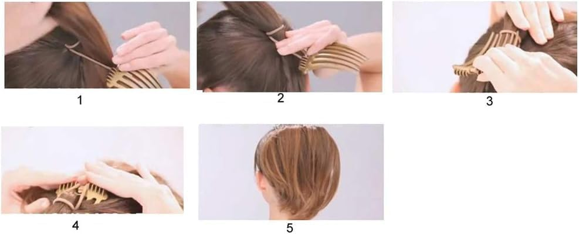 4Pcs Ponytail Bump It up Volume Inserts Combs Fluffy Hair Comb Hair Styling Tool with Elastic Rubber Band (Black+Coffee, One Size) image number 4