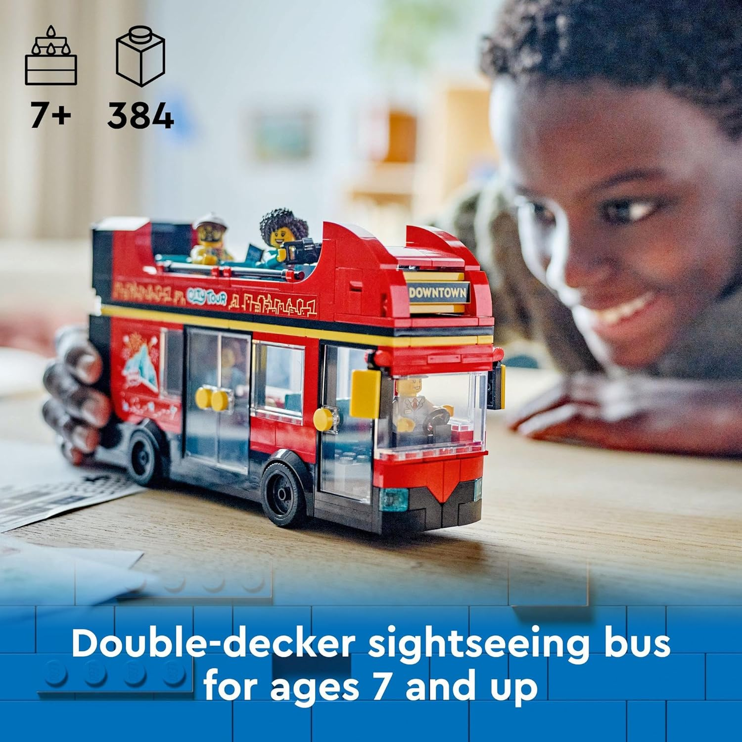 LEGO City Red Double-Decker Sightseeing Bus Toy for 7+ Year Old Boys & Girls, Creative Vehicle Building Set with 5 Minifigures, Kids' Construction Toys, Birthday Treat 60407 image number 6