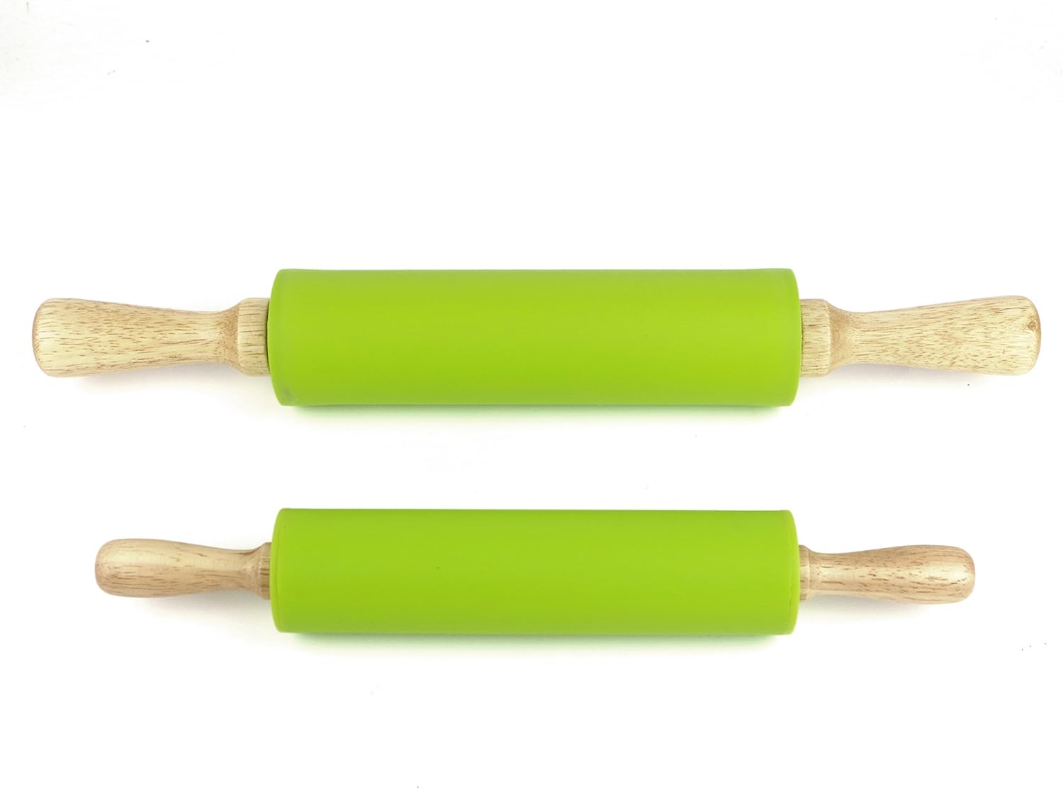 Silicone Rolling Pin Non-Stick Surface Wooden Handle image number 3