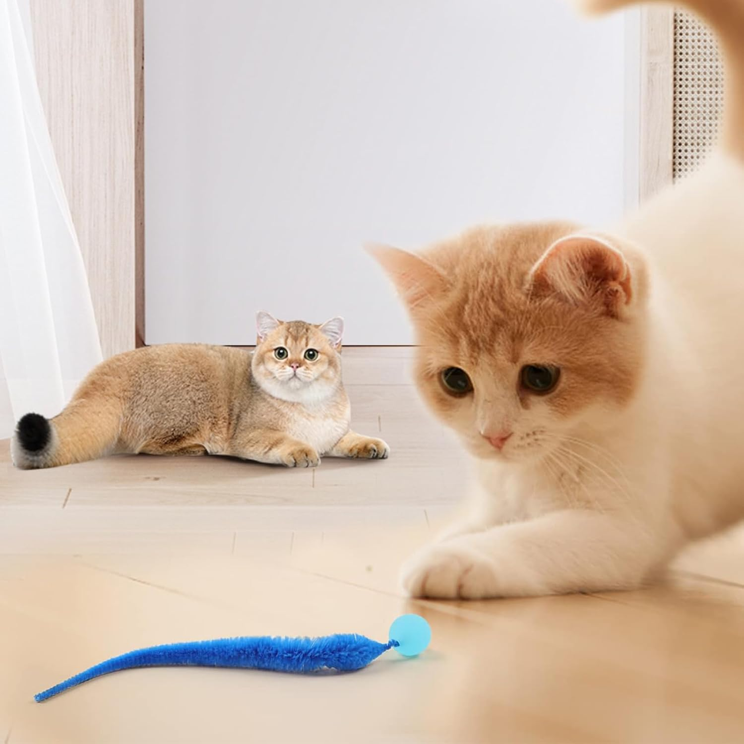 Lilbitty Interactive Toy for Cats: Colorful Bouncy Ball Game with Pom Poms for Crafts and Intelligence Toys, Provides Fun and Entertainment for Indoor Use image number 4