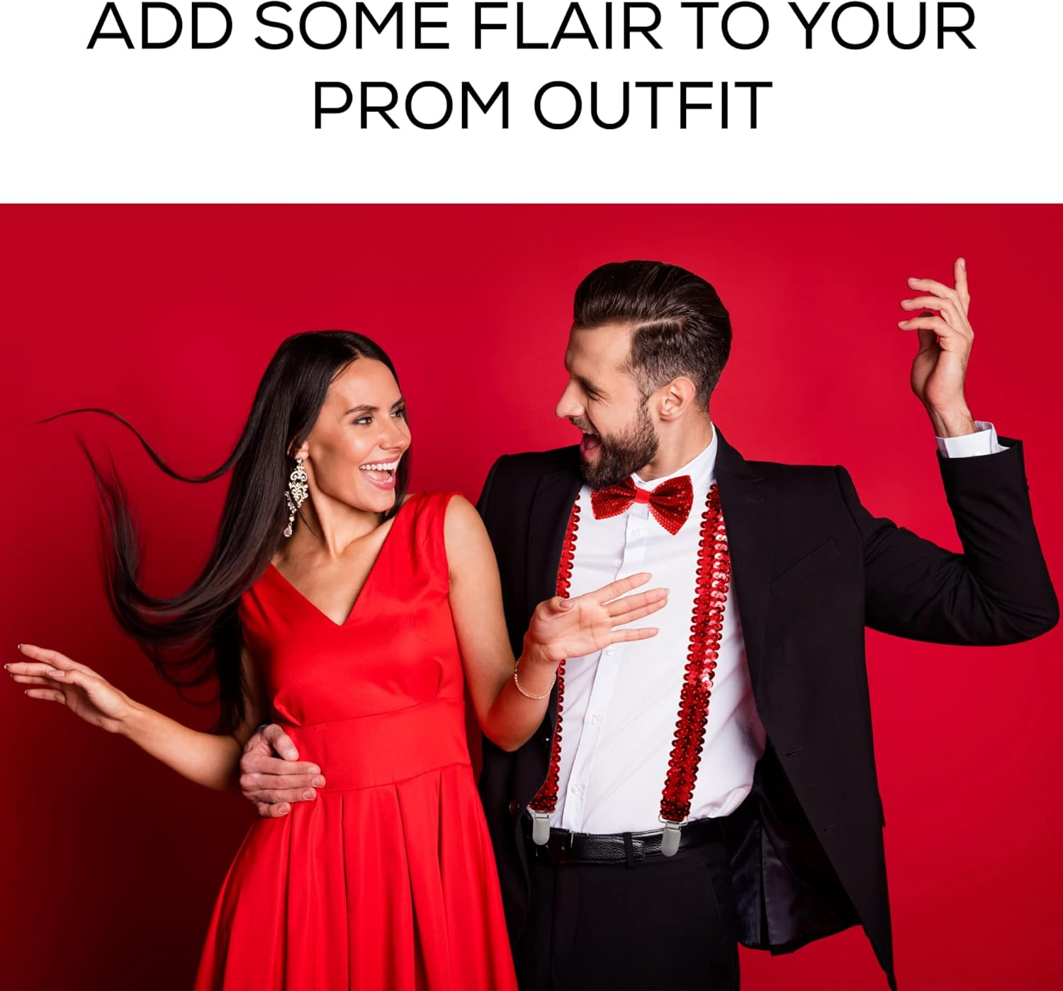 Man of Men - Premium Sequin Bow Tie & Suspenders Set - Blue image number 6