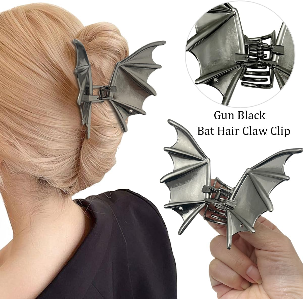Pack of 3 Metal Hair Clips, Spider Hair Clips, Skull Claw Hair Clip, Non-Slip Claw Clip, Gothic Hair Clips, for Women, Girls, Halloween Hair Styling Accessories (A) image number 4