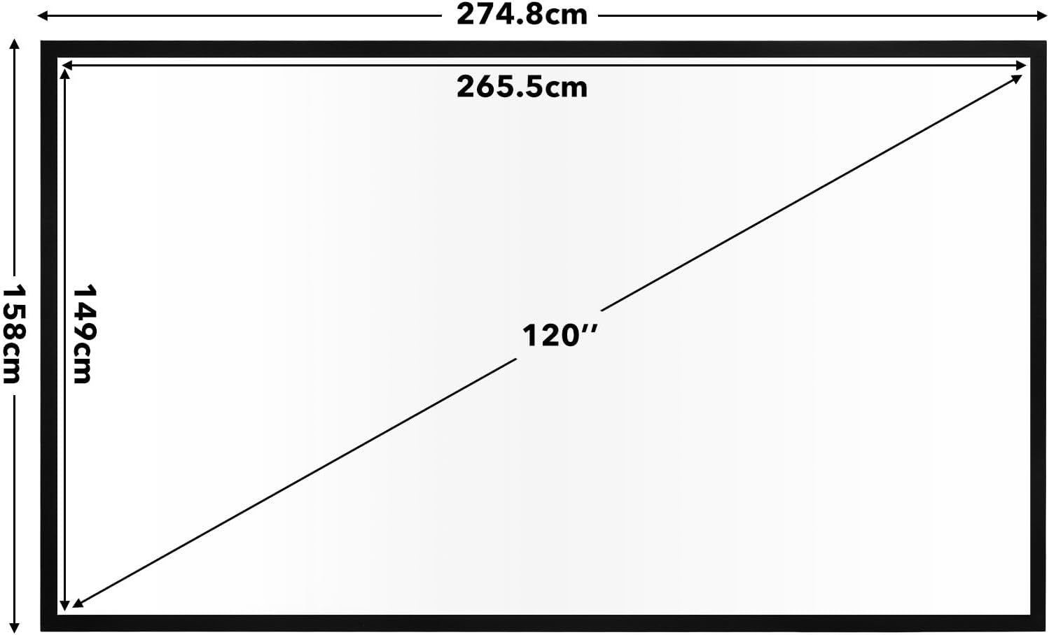 16:9 Fixed Projector Projection Screen, 120 Inch, Cinewhite 3D, PVC, Black & White image number 5