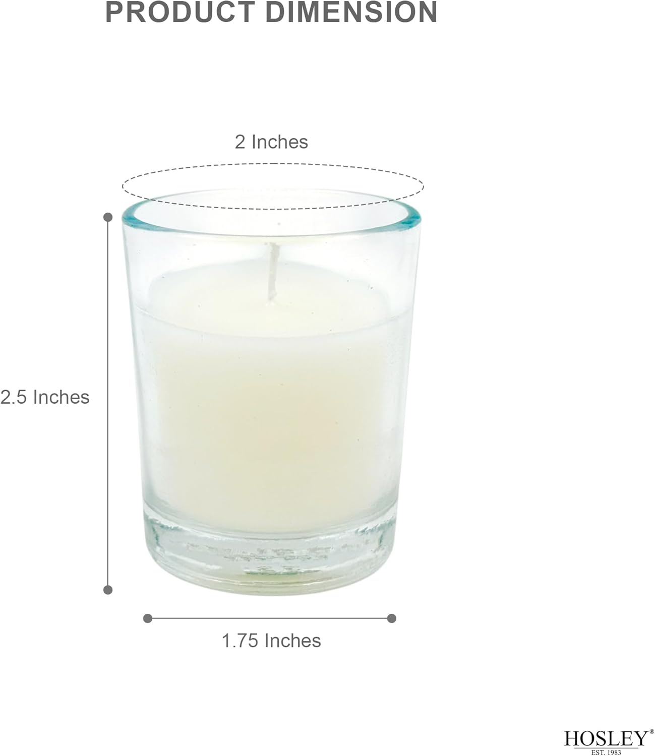 Hosley&reg; Ivory Unscented Clear Glass Filled Votive Candles, Hand Poured Wax Candle Ideal for Aromatherapy Spa Weddings Birthdays Holidays Party (Pack of 12) - White 20 Pack image number 3