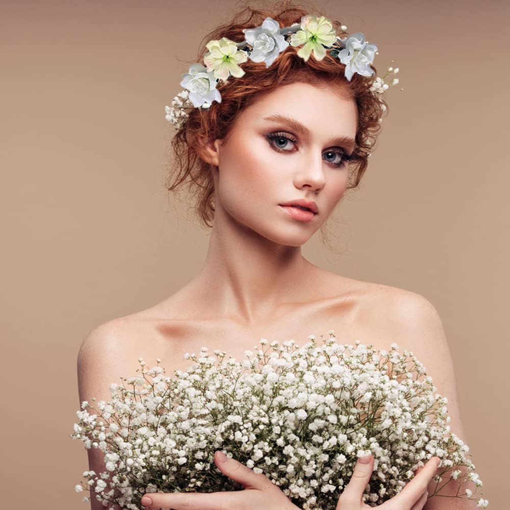 Gmedhc Bohemian Headpiece, 6 Pieces Floral Headband Wreath, Communion Garland Headpiece, Artificial Flower Headbands for Women Festival, Garland Hair Band for Women Girls Wedding Festival Party image number 3