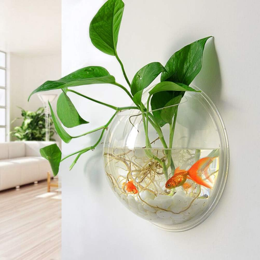 Fish Bowl, Acrylic Wall Hanging Fish Goldfish Bowl for Fish, Flower, Potted Plants, Small Items (Assorted Color)