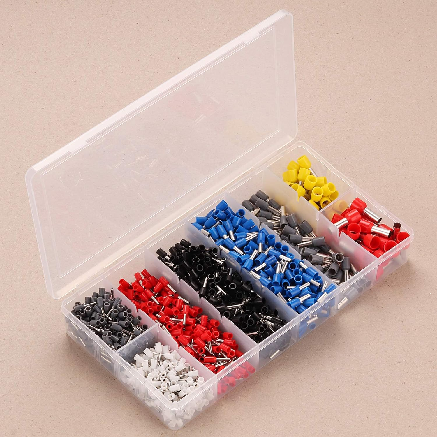 Kinstecks Crimper Plier Set 0.25-10Mm2/Awg23-10 Self-Adjustable Ratchet Wire Crimping Tool with 1200PCS Wire Ferrules Kit 22-10AWG 8 Sizes for DIY Electrical Motorcycle Vehicle Boat