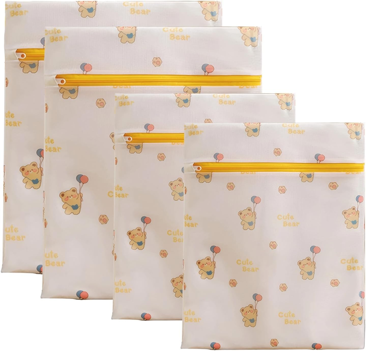 Viiotu 4 Sets Mesh Laundry Bag for Washing Machine,Large Small Travel Laundry Bag with Cute Bear for Delicates,Hosiery,Stocking,Underwear (Balloon Bear) image number 3