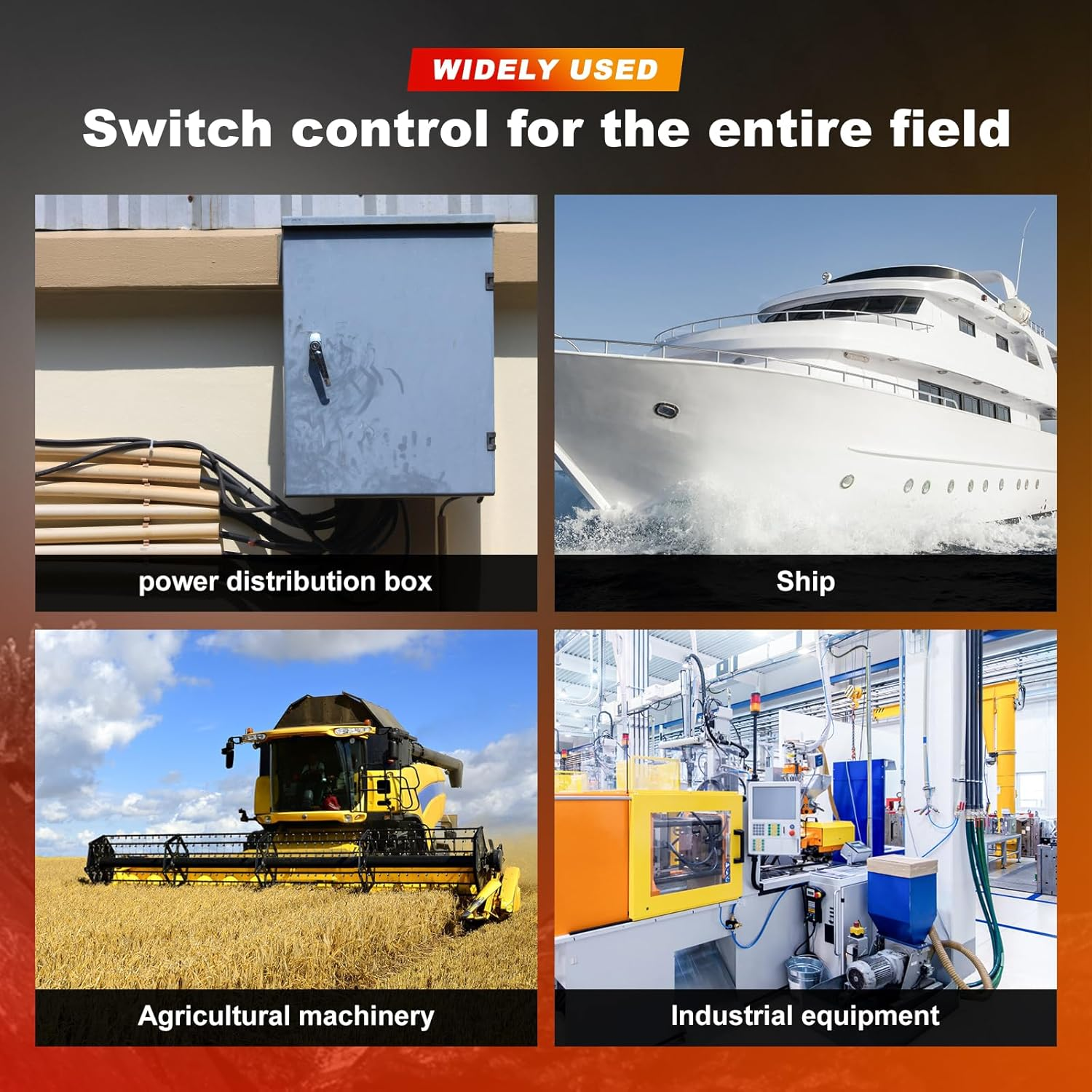 4Pcs 30A 250V AC DPST 4 Pin Rocker Toggle Switch Red Lighted On/Off Heavy Duty Switch for Industrial Equipment Car Ship(4)