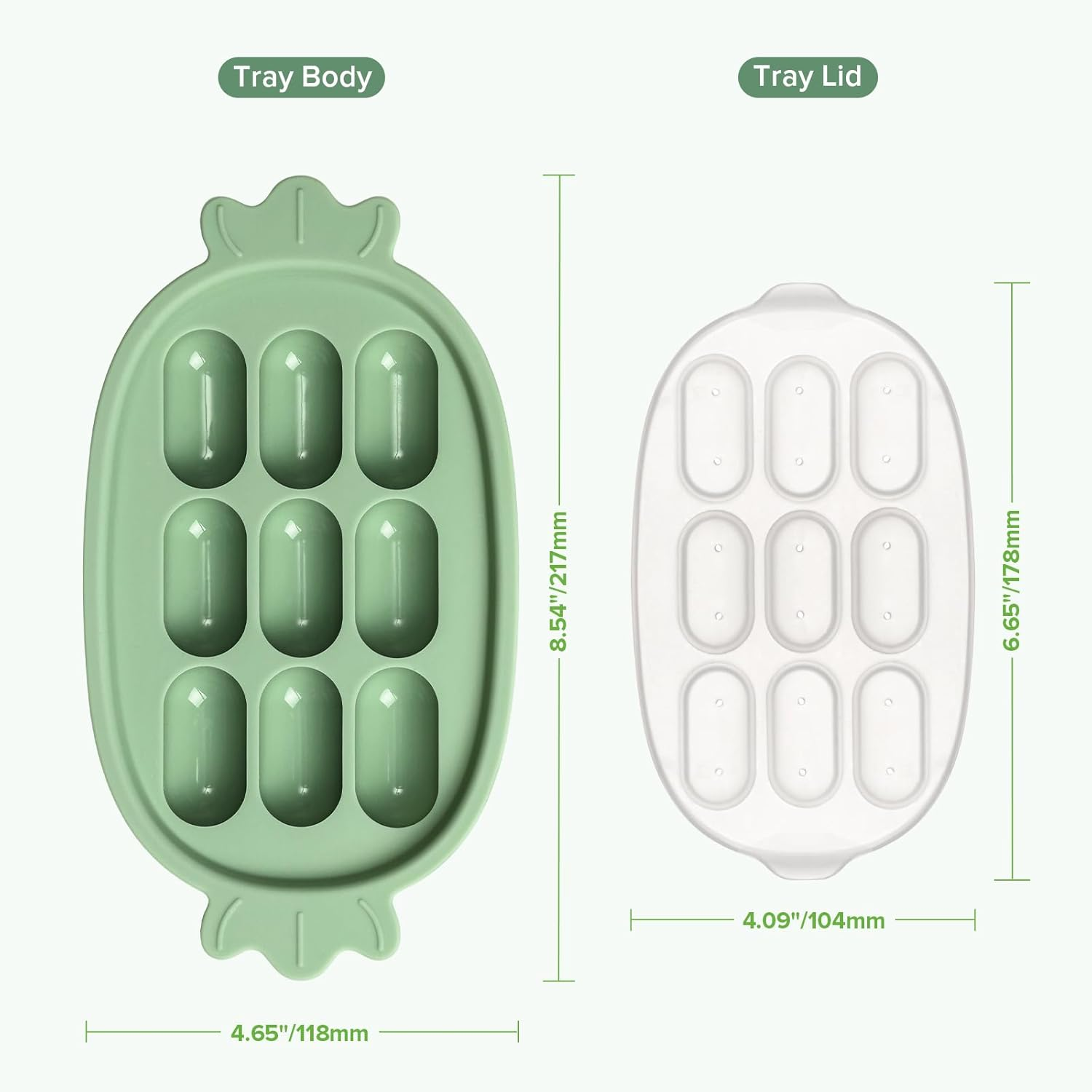 Haakaa Baby Popsicle Mold - Baby Food Maker & Breastmilk Teething Freezer Tray - BPA Free Silicone-Green image number 4