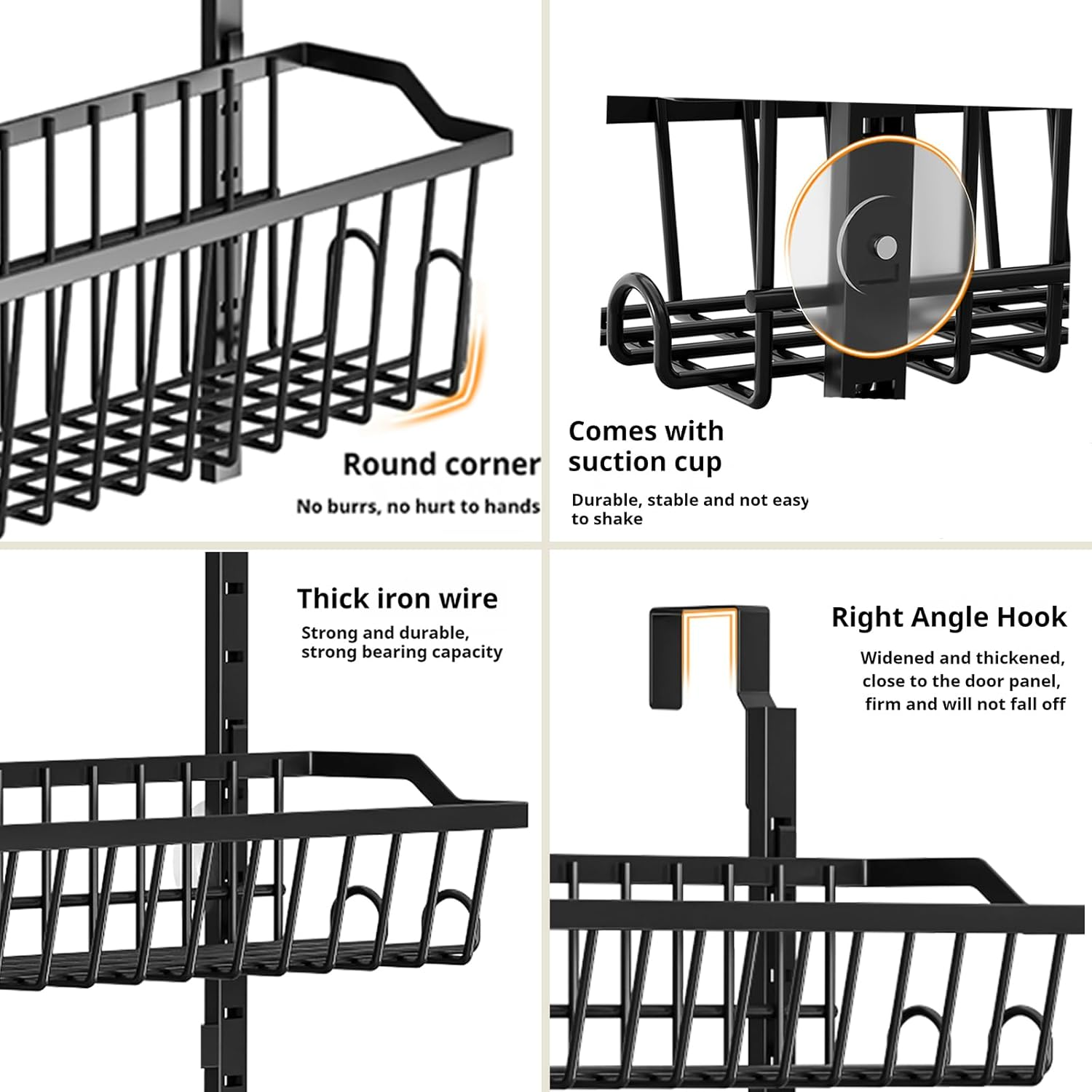 Over the Door Pantry Organizer, 8-Tier Heavy-Duty Metal Pantry Organizer with Adjustable Baskets, Spice Rack, Space-Saving Shelves, with Suction Cups for Each Layer image number 5