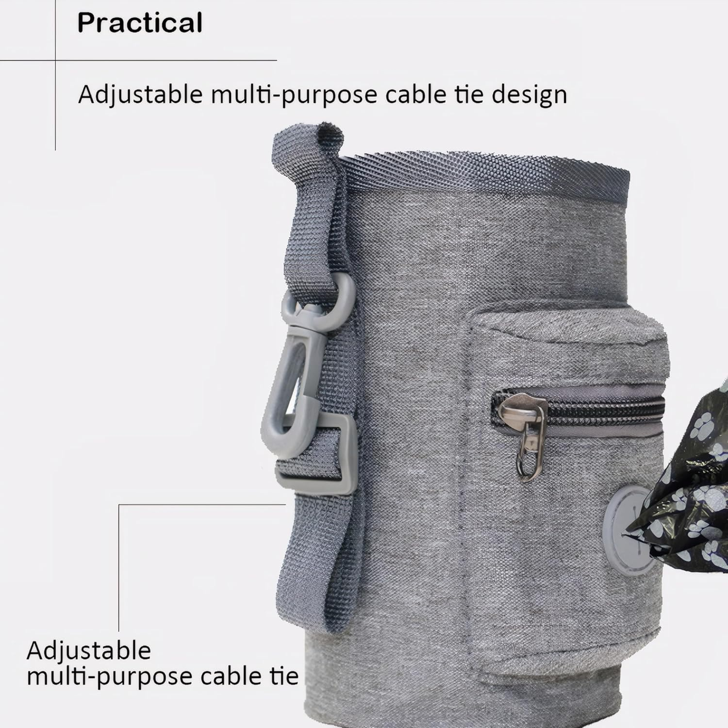 Dog Portable Training Treat Pouch, Poop Bag Dispenser Holder with Drawstring Compartment image number 4