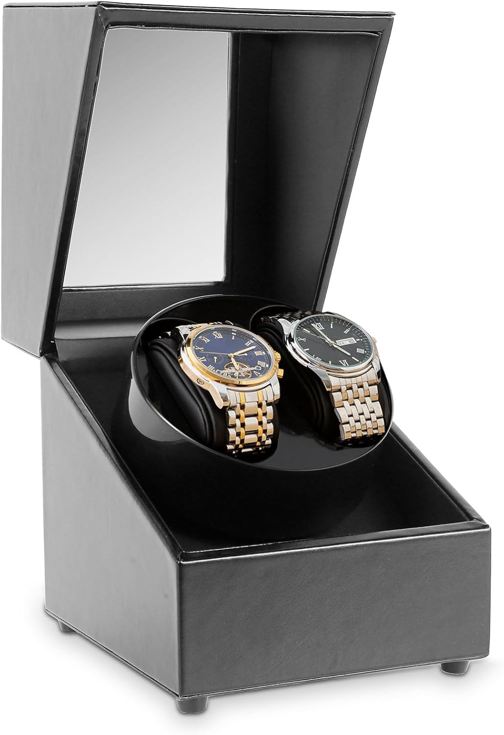 MFAUCAZB Watch Winder for Automatic Watches, Single Watch Winder Box with Two Rotation Modes, Super Quiet Motor, Leather Watch Turner Watch Shaker for Men (Black) image number 4