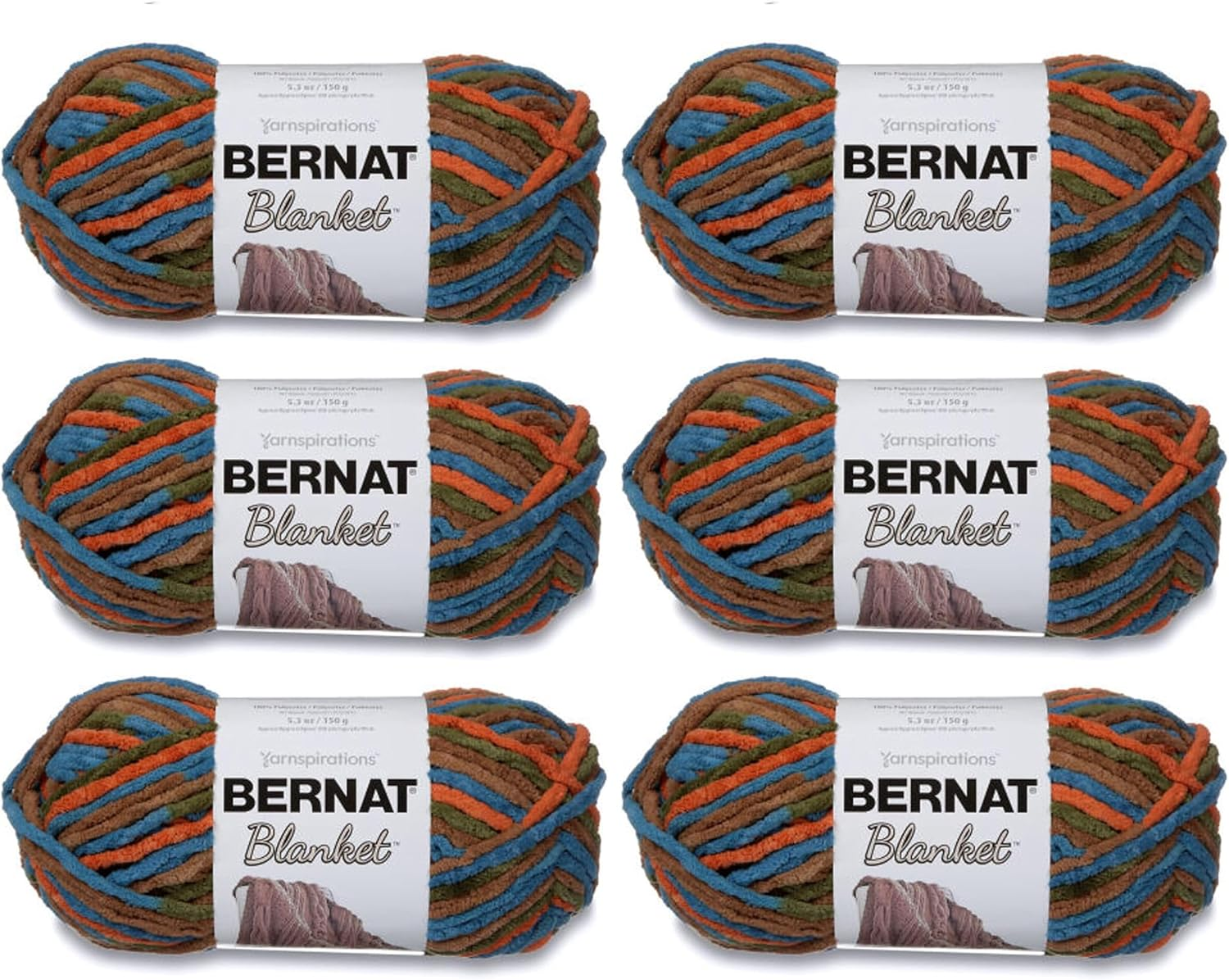 Bernat Blanket Fall Leaves Yarn - 3 Pack of 150G/5.3Oz - Polyester - 6 Super Bulky - 108 Yards - Knitting/Crochet