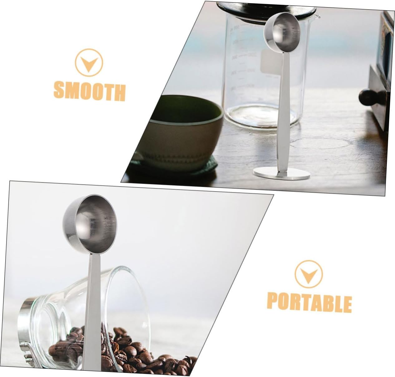 Cabilock 3Pcs Stainless Steel Coffee Bean Tamper and Measuring Spoon Portable Coffee Scoop with Rounded Edges for Accurate Espresso Powder Pressing and Bean Measuring image number 6