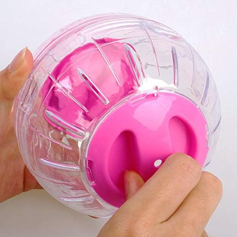 New Cute Hamster Running Ball 4.7 Inches, Crystal Ball for Hamsters,Small Silent Exercise Wheel, Small Animals Cage Accessories,Small Animal Pet Toys Ball,Mouse Ball (Pink) - Pink image number 4