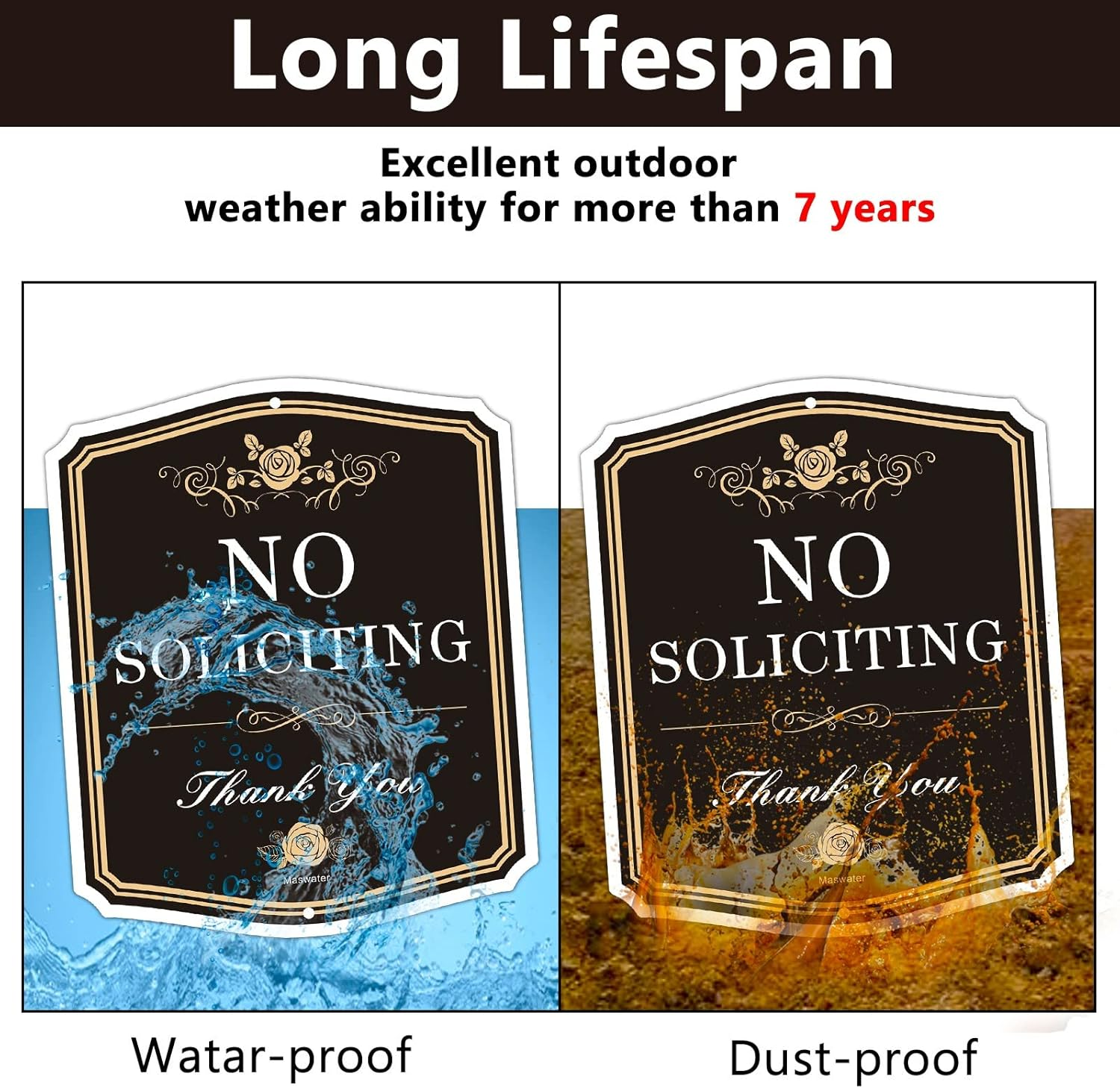 2 Pack No Soliciting Signs Private Property,12" X 10" Delicate Design Warning Mental Sign for House,Rust Free Aluminum,Durable Uv,Weather Resistant image number 2