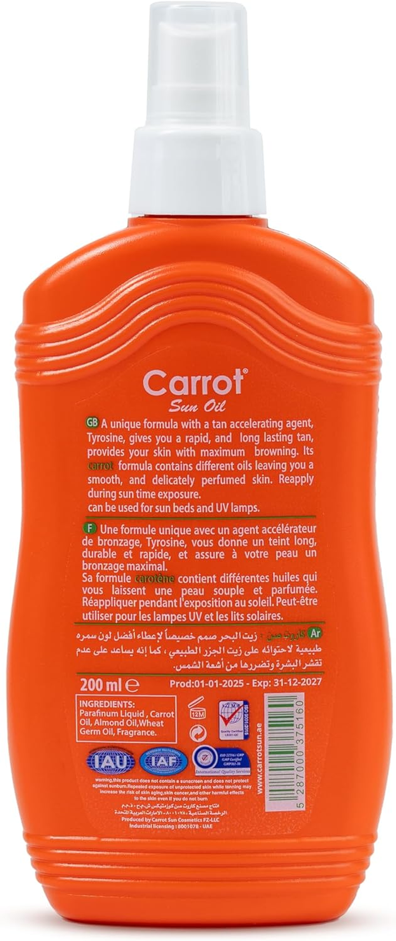 Carrot Sun Australia Carrot Tanning Oil 200Ml image number 5