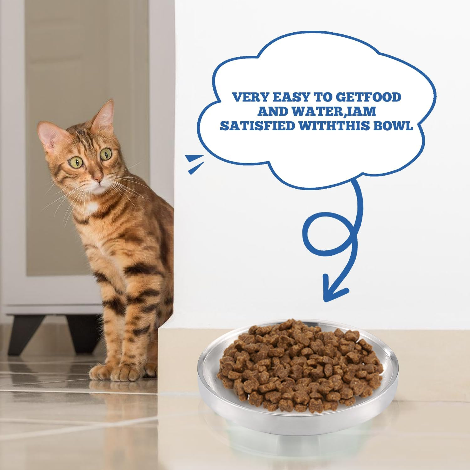 LEKEFET Cat Bowl Flat: Stainless Steel, Metal 304, Drop-Proof, Bowl Width 15 Cm, Easy to Clean image number 2