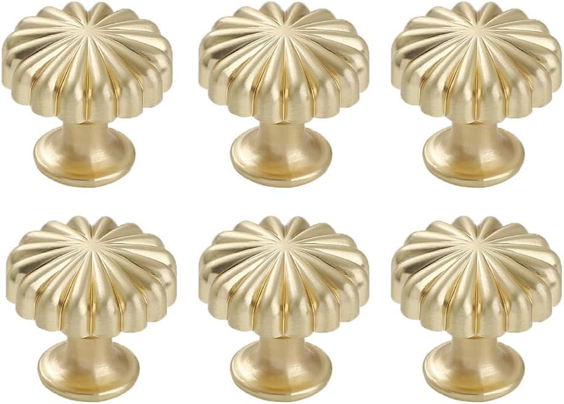 10 Pack Gold Cabinet Knobs 1.18" Brushed Gold Drawer Knobs Zinc Alloy Single Hole Pulls for Dresser 30Mm Flower Cupboard Handles for Kitchen Wardrobe Bathroom Hardware image number 6