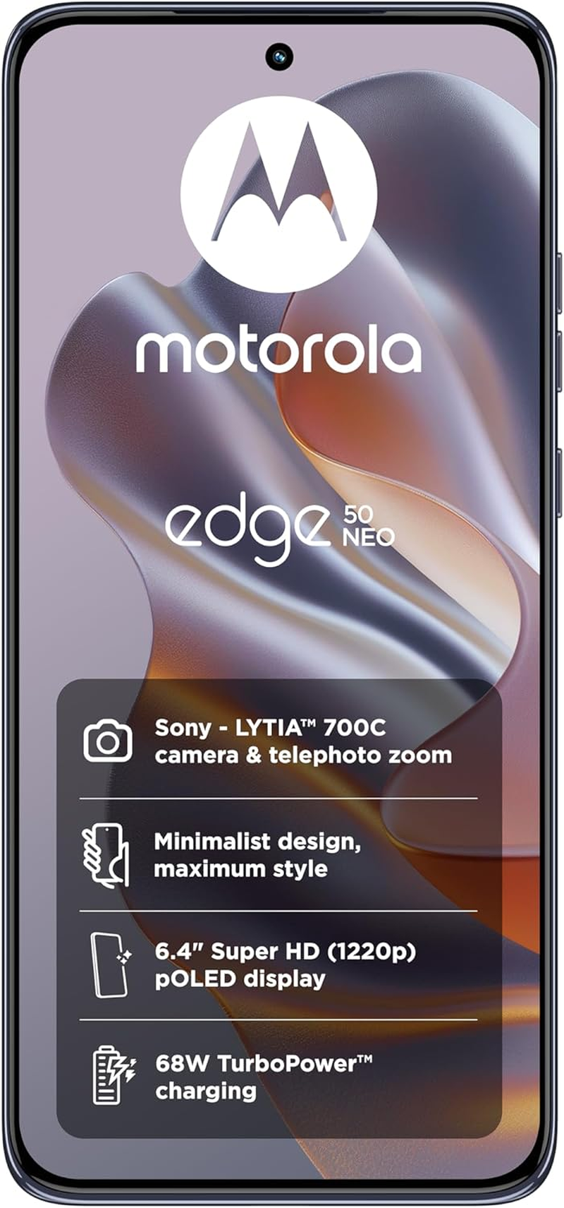 Motorola Edge 50 Neo (6.36" Poled Super HD Display, IP68, 50MP, Sony LYTIA 700C, 68W Turbopower, 4310Mah, Dolby Atmos, Android 14, 8/256 GB, Mediatek Dimensity 7300, SIM + Esim), Pantone Grisaille - Red image number 6