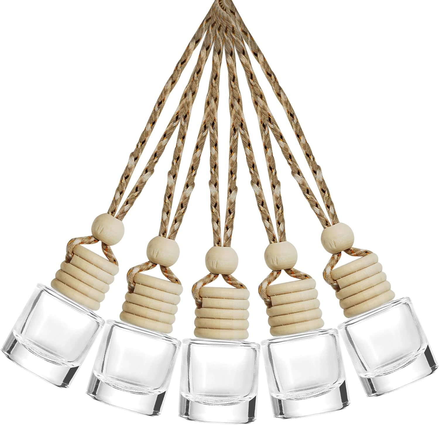 ESEWALAS 5Pcs Hanging Car Air Freshener, Empty Glass Perfume Bottlespendant Bottle, Air Freshener Pendant image number 2