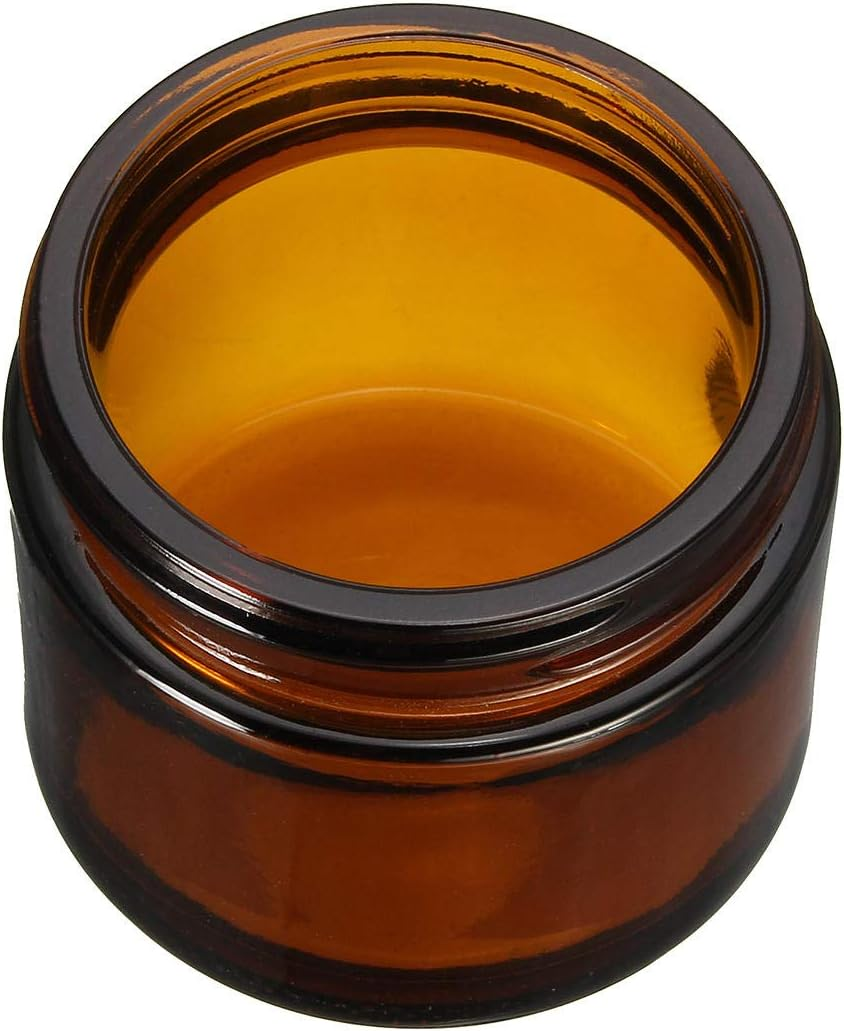 Sgerste Brown Amber Glass Jar round Empty Black Lid Cream Balm Jar Storage Container 60Ml image number 5