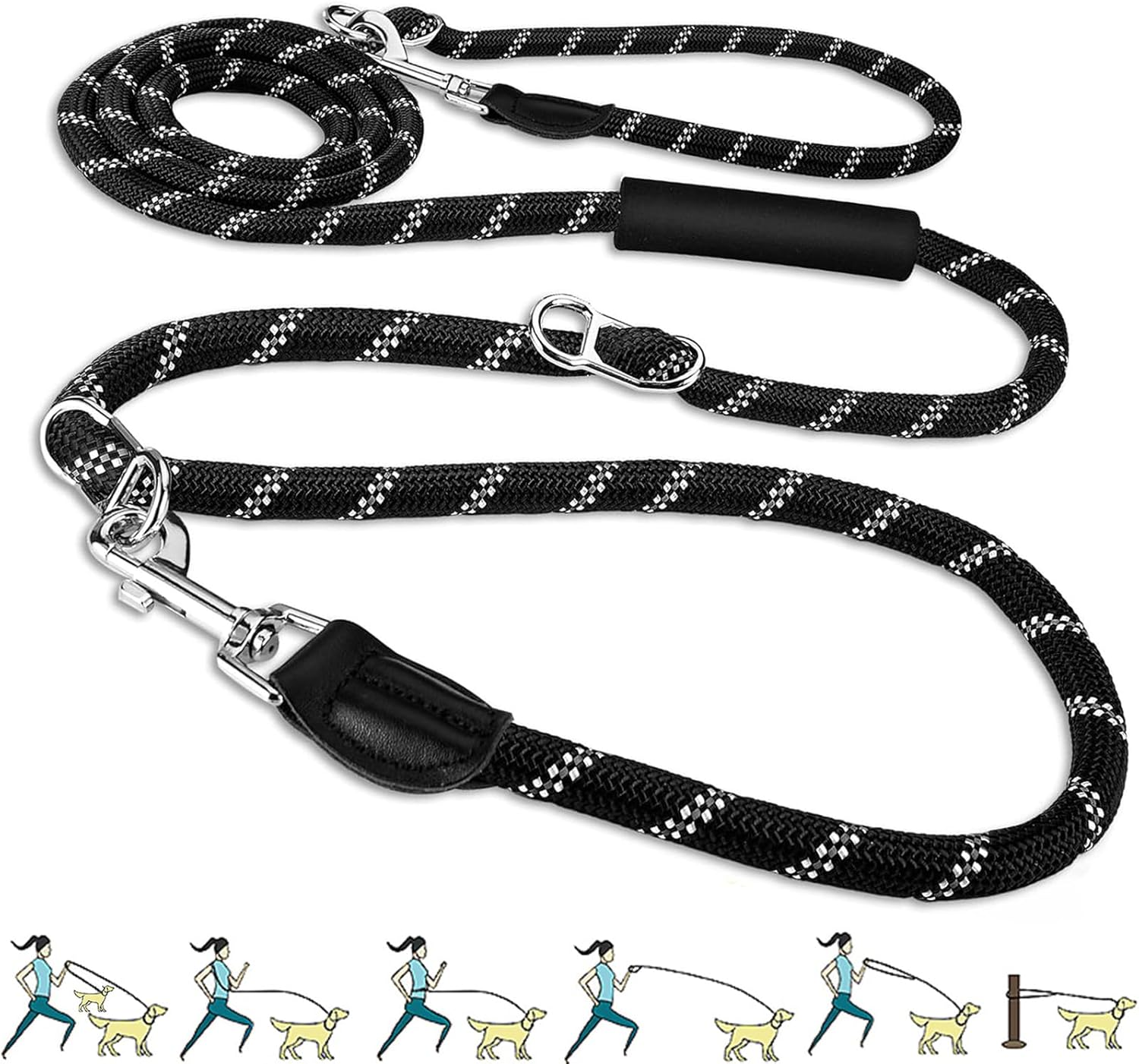 Hands Free Dog Leash, 10FT Adjustable Dog Training Leash 1/2 Inch Nylon Heavy Duty Lead No Pull for Large Medium Dogs, Tangle Free Reflective Waist Leash for Dog Walking Running image number 5
