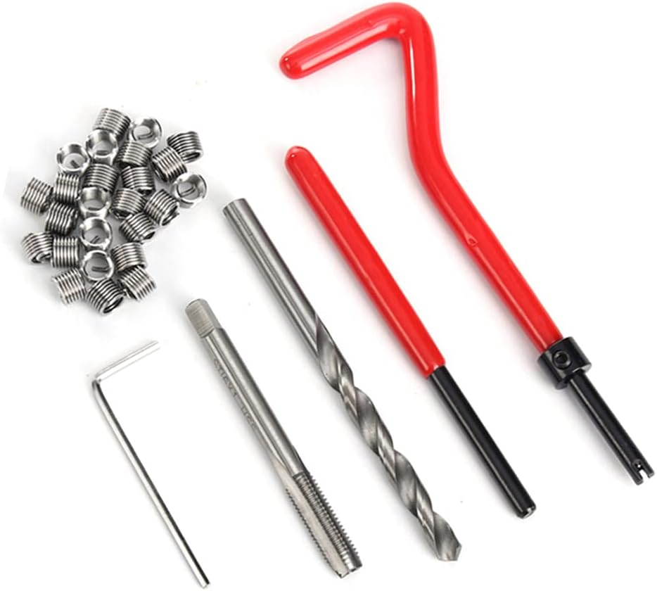 30 Pcs Stripped Thread Repair Insert Kit, Stainless Steel M6 X 1Mm Damaged Thread Repairing Tools, Rethread Recoil Repair Kits Compatible Hand Tool Set for Automatic Repairing image number 5