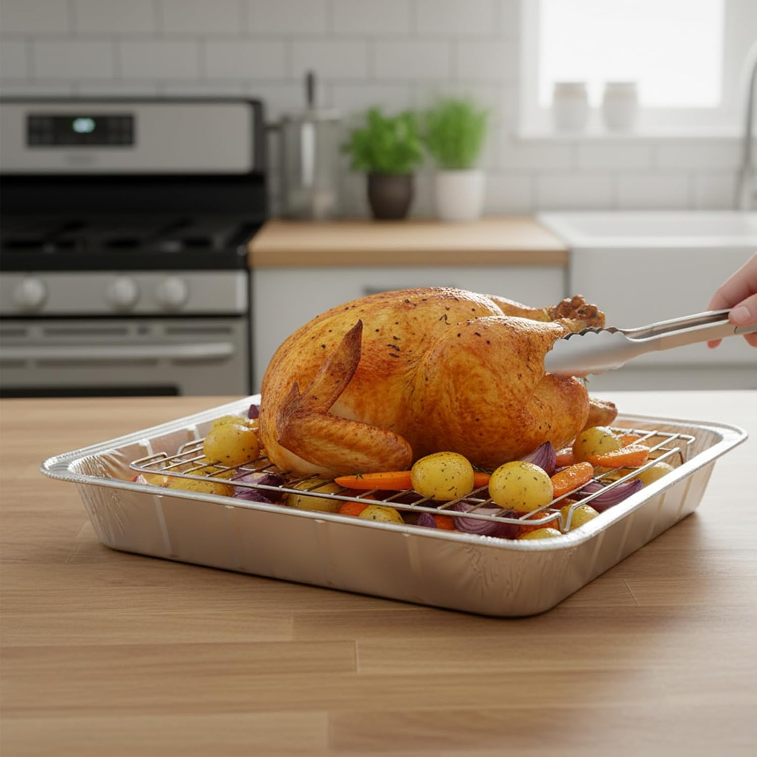 LEDON 40 X 47Cm Oven Liner Foil Tray Non-Stick | Heavy Duty Aluminium Oven Protector for Baking, Roasting, Grilling & Spill Control (1) image number 6