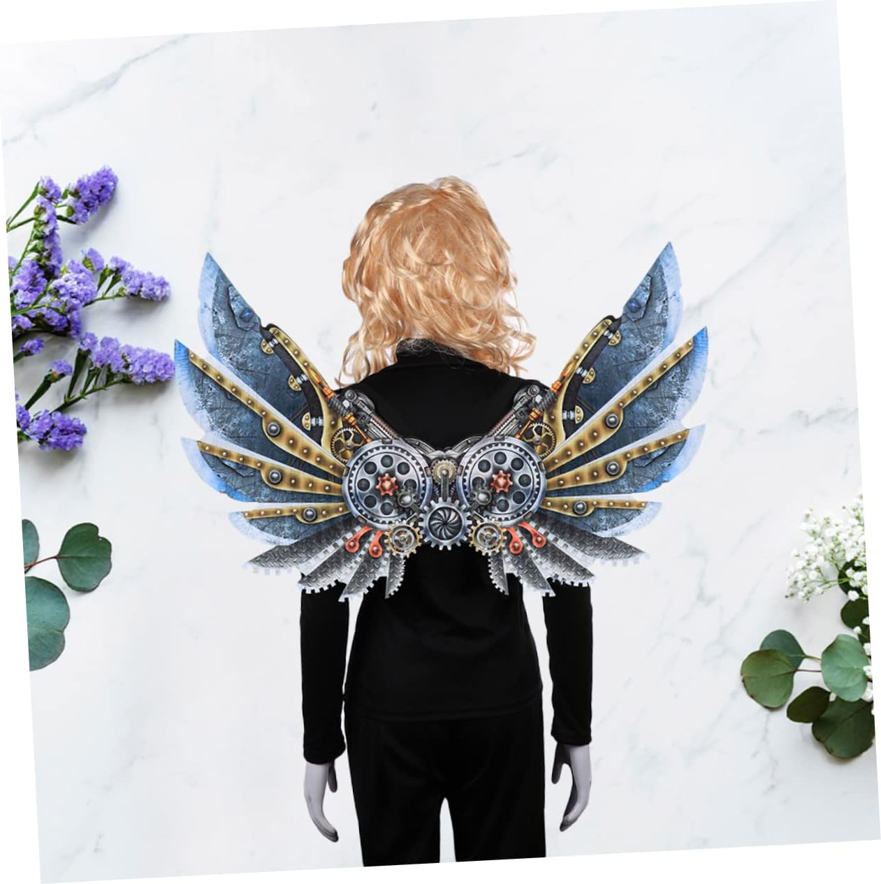 SHOWERORO Oversized Mechanical Wings Cosplay Costume Accessory for Adults Punk Style for Parties Events image number 6