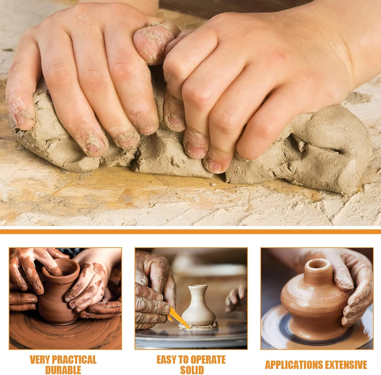 Lothee Pottery Clay Wire Cutter 5.12 X 3.35 Inch Yellow Ceramic Cut off Tools Hand Pottery Tools and Supplies for Artists Cutting Mud Handcraft