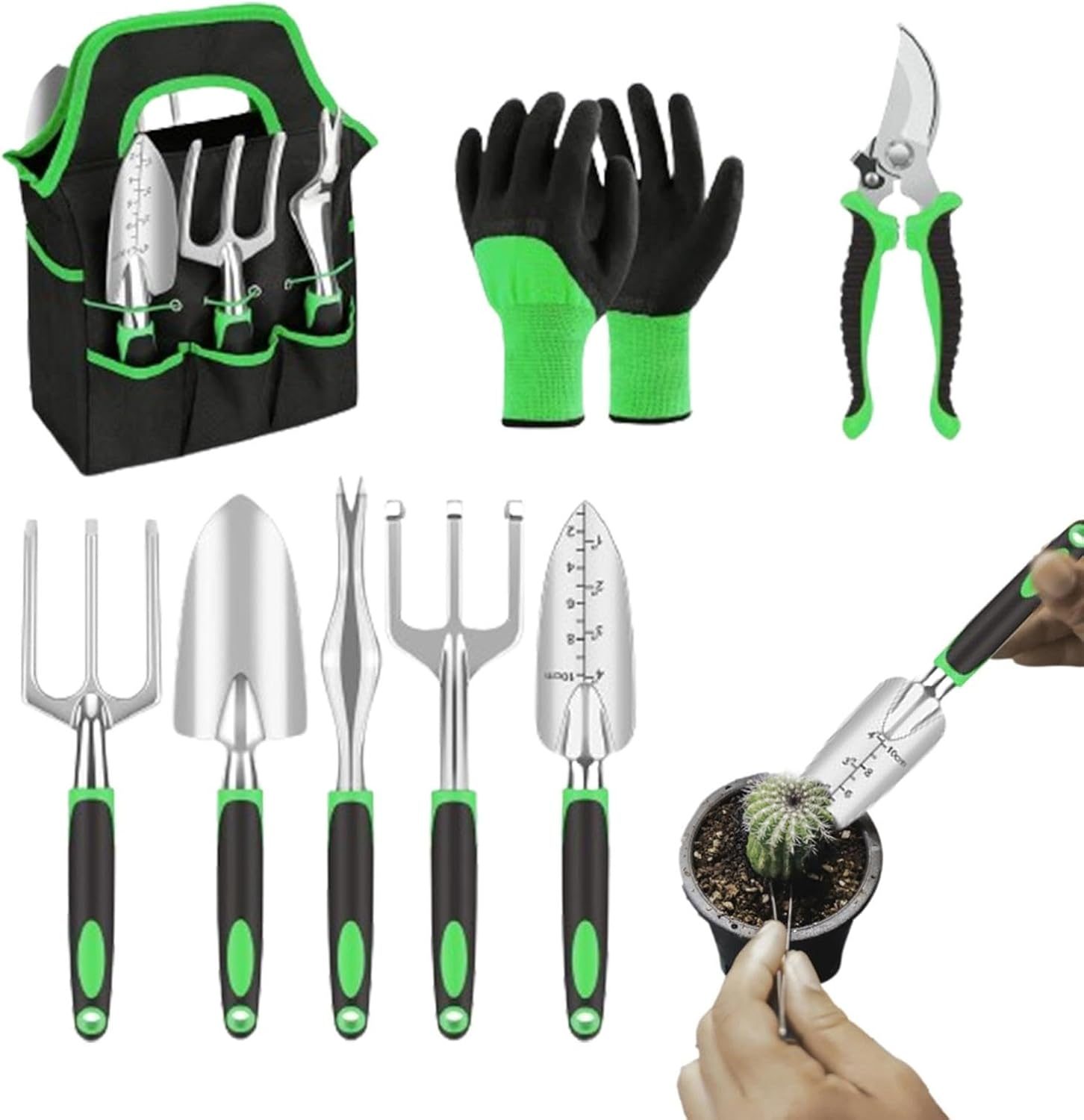 Gardening Hand Tools - Portable Metal Gardening Supplies for Outdoor,Ergonomic Pruning Tools with Rubber Handle, 18X Garden Tools for Men Women Gardening Enthusiasts image number 1