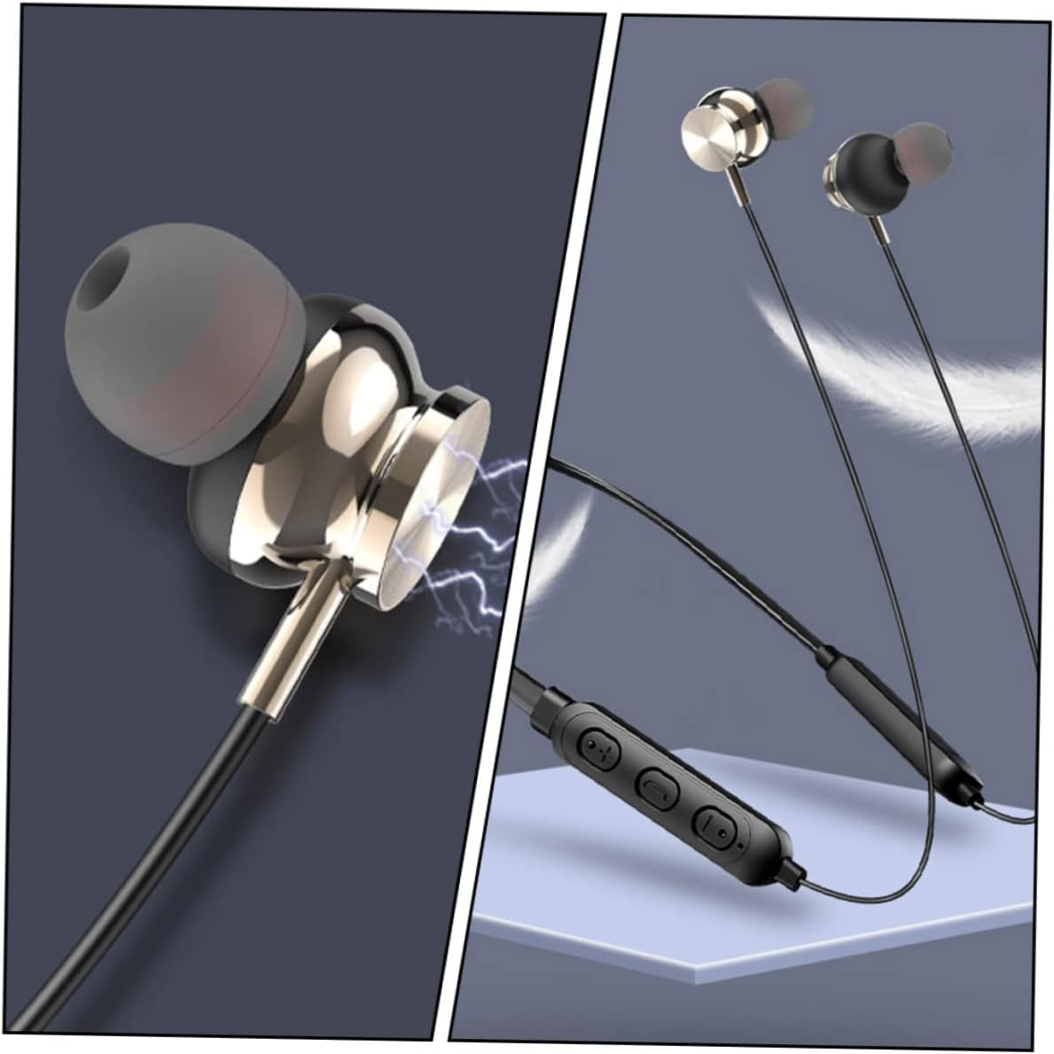 IWOWHERO Neck Hanging Waterproof Wireless Headphone 5.0 Stereo Sports Earpiece Magnetic In-Ear Earbud for Active Lifestyle Black image number 4