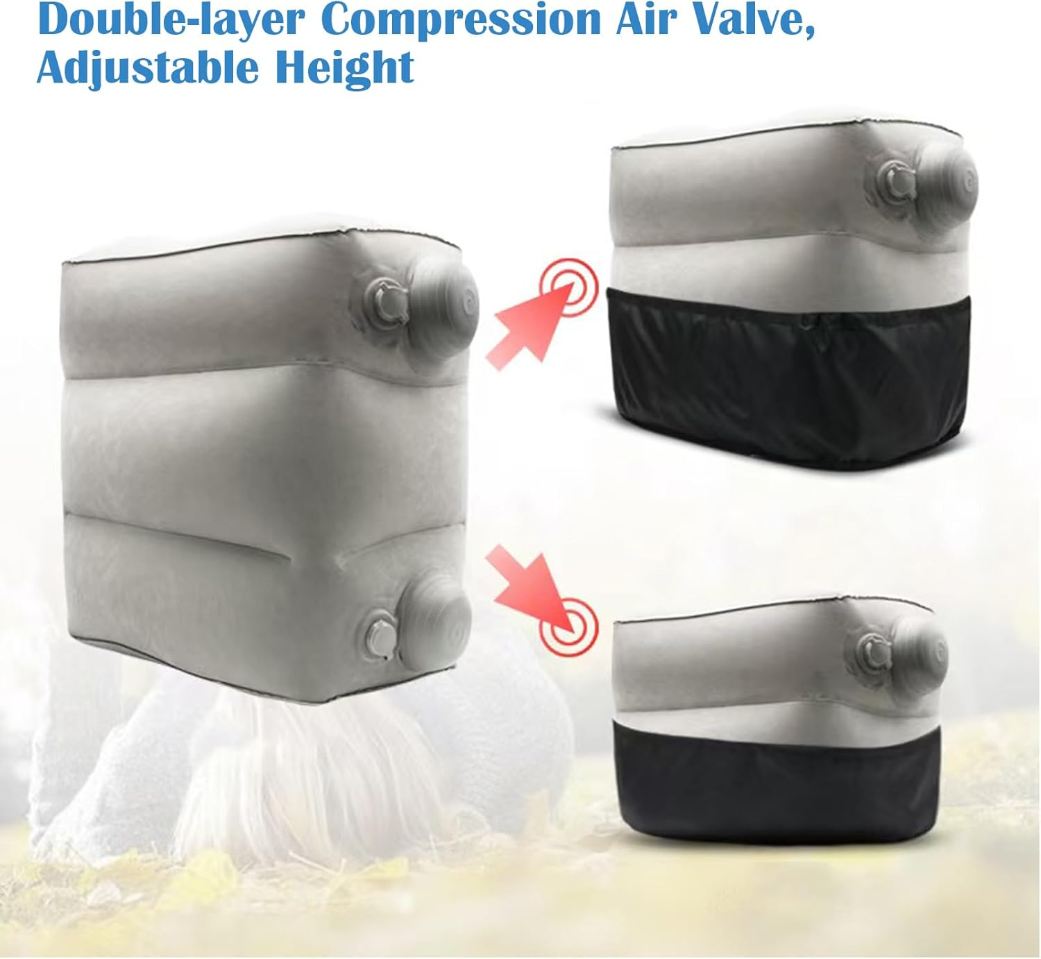 Lejapwat Travel Inflatable Foot Rest, Adjustable Height Leg Rest Pillow with Bag for Airplane, Car, Trains, Home, Office image number 6