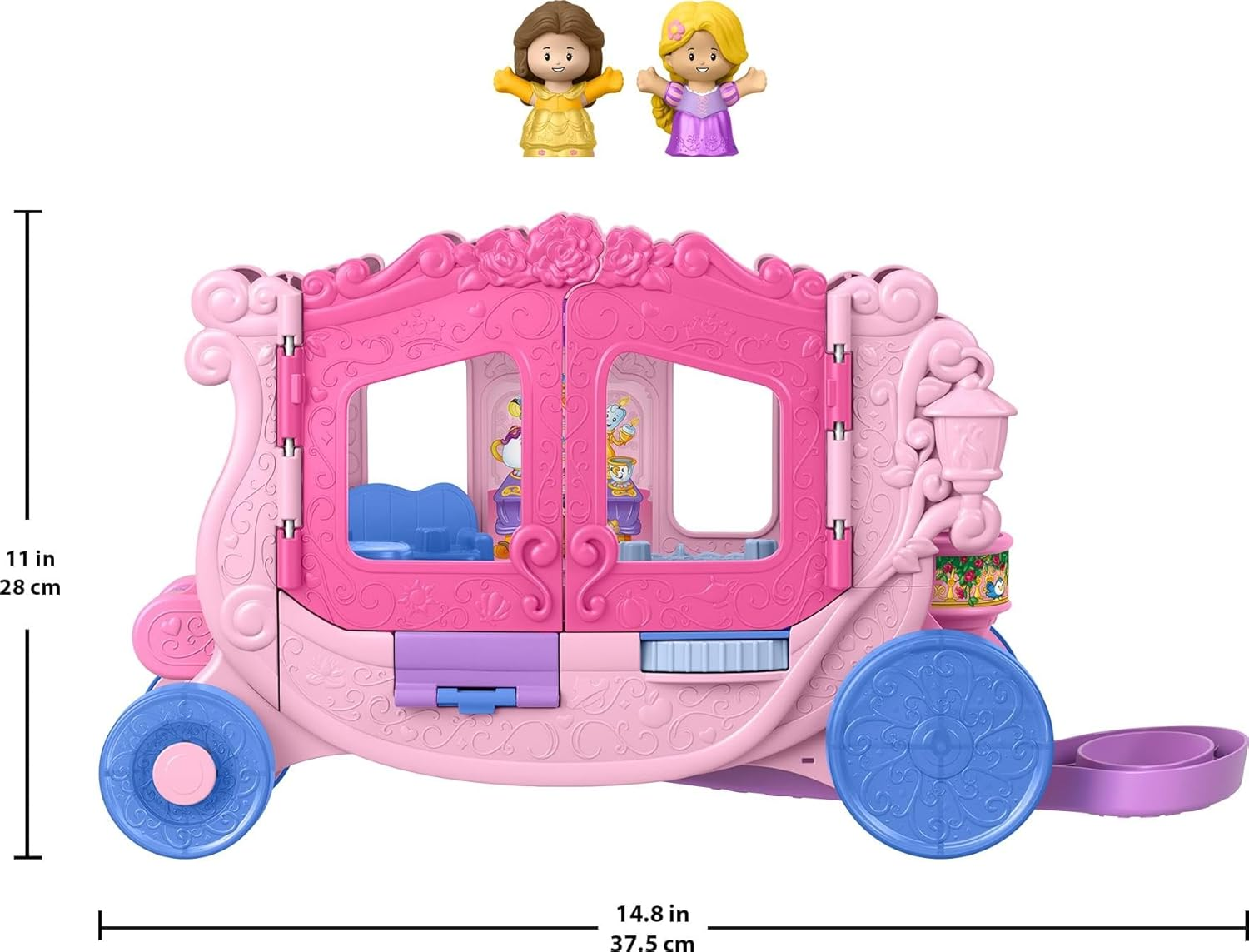 Fisher-Price Little People Toddler Toy Disney Princess Pull-Along Musical Carriage Playset with Figures for Pretend Play Kids Ages 18+ Months image number 5
