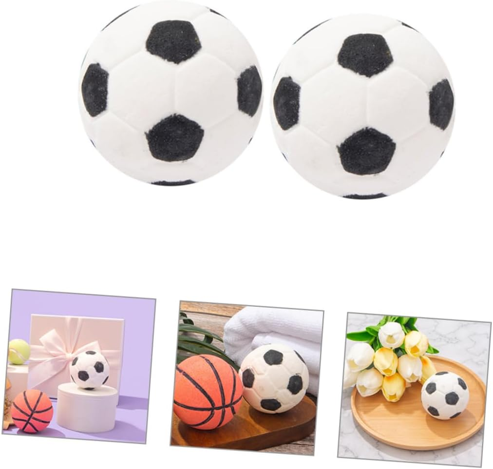 UTHCLO 2Pcs Cute Football Shape Bath Salt Bubble Making Bath Relaxing Bathing Portable and Salt Material All Ages image number 2