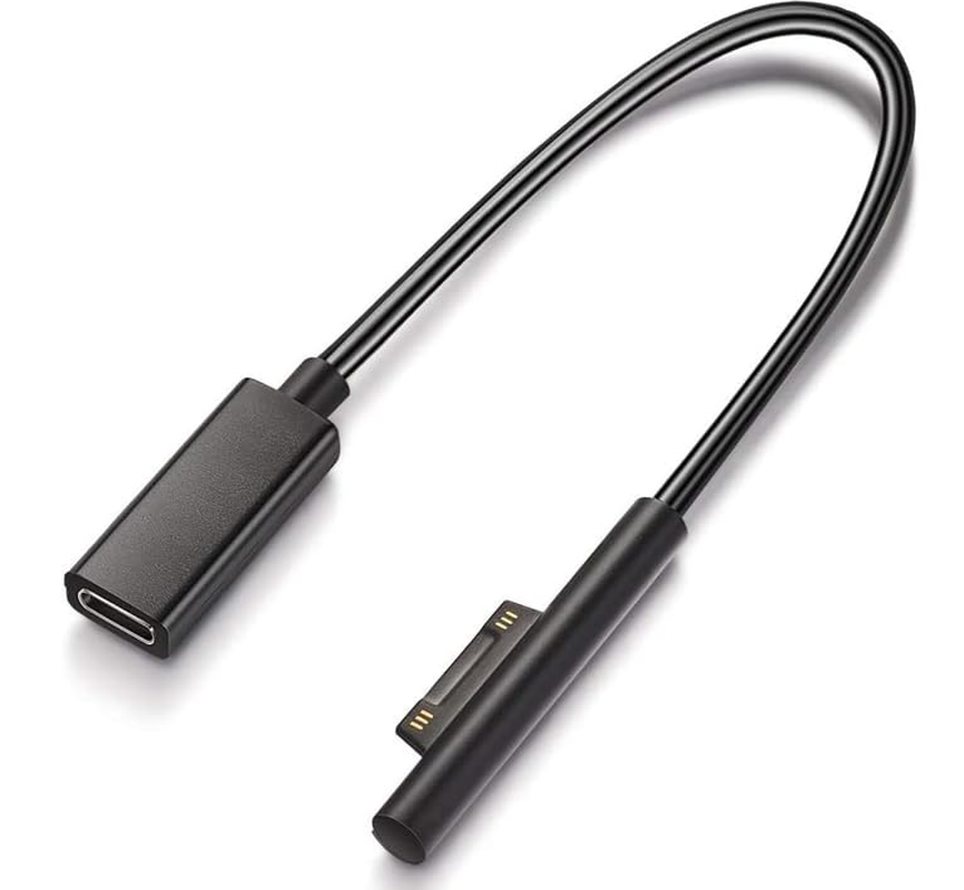 Surface Connect to USB-C Charging Cable Compatible for Microsoft Surface Pro7 Go2 Pro6 5/4/3 Laptop1/2/3 & Surface Book, Works with 45W 15V3A USBC Charger PD - 0.2 Meters (Black Female) image number 1