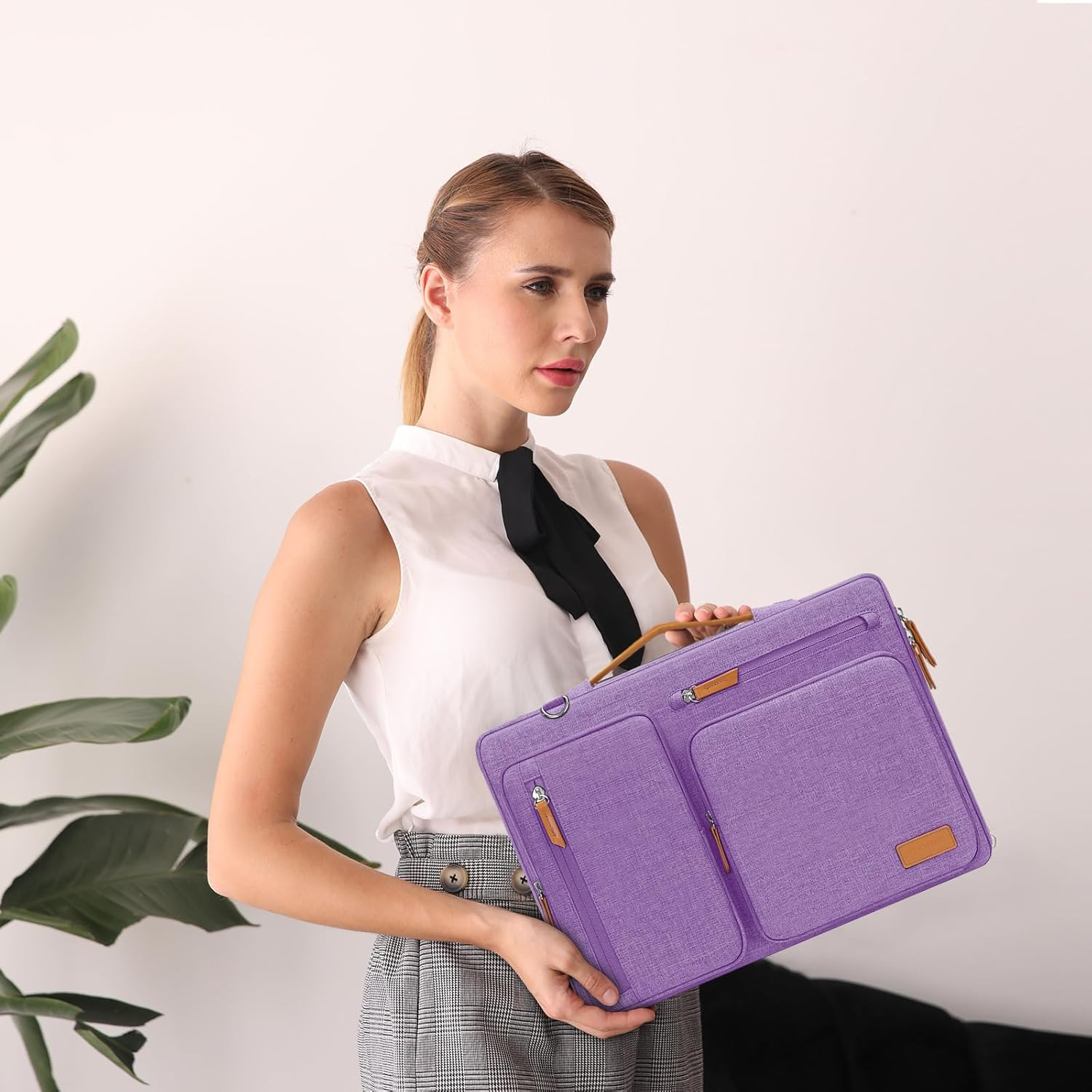 MOSISO 360 Protective Laptop Shoulder Bag, Computer Bag, Side Open Messenger with 4 Zipper Pockets&Handle image number 6