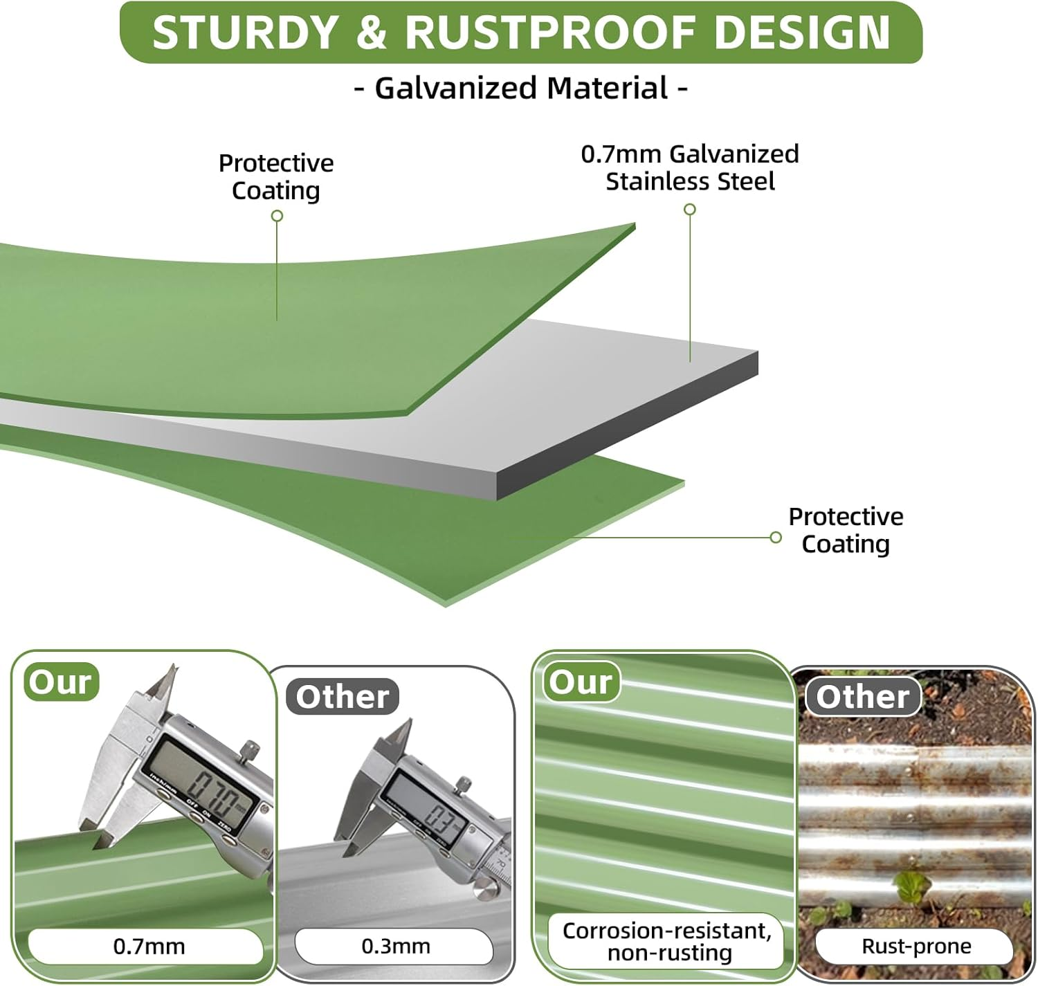 WILLOW WEAVE 4X2X2 Ft Raised Garden Bed - Galvanized Deep Root Planter Box for Outdoor Gardening of Vegetables, Flowers, Herbs, and Succulents with Wing Nuts and Safety Edges - Olive Green