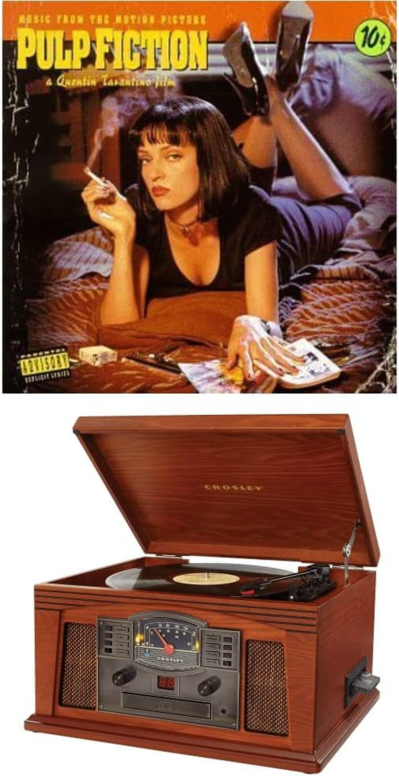 Crosley Lancaster Entertainment Center Turntable with Bluetooth (Paprika) and Pulp Fiction O.S.T. - Pulp Fiction [Bundle] image number 2