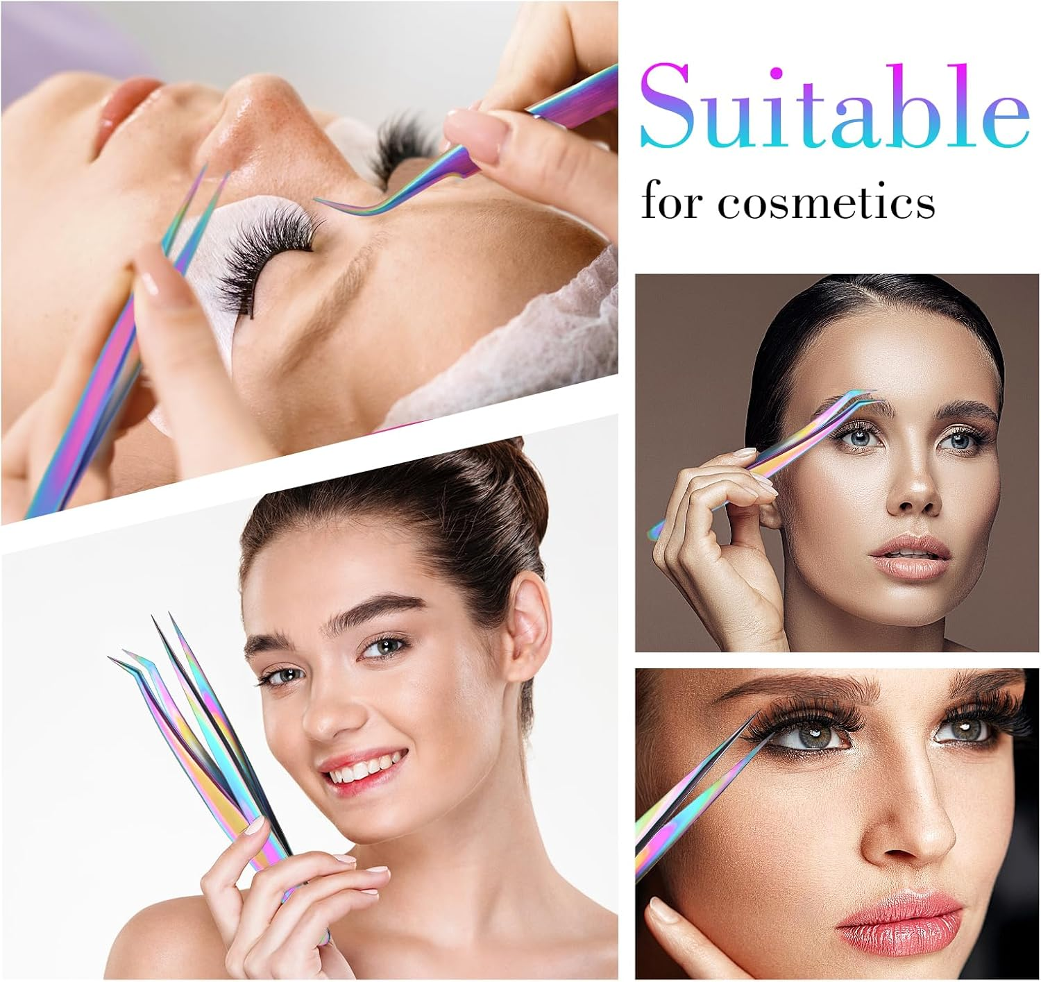 Teaaha 2 PCS Jewelry Tweezers Styles Stainless Curved Rainbow Tweezer Craft Professional Precision Tweezers for Eyelash Extension DIY Craft Jewelry Making Sticker Picking image number 4