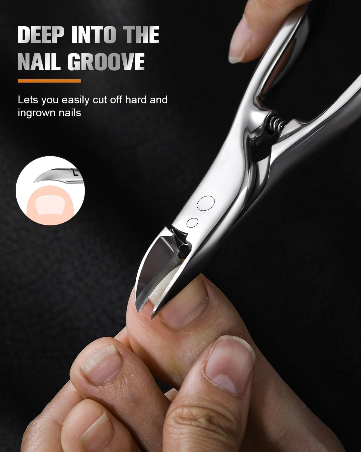 FERYES Podiatrist Toenail Clippers for Seniors - 4.4Inch Stainless Steel Long Handle Toe Nail Clippers, Precision Trimming for Thick & Ingrown Nails image number 6