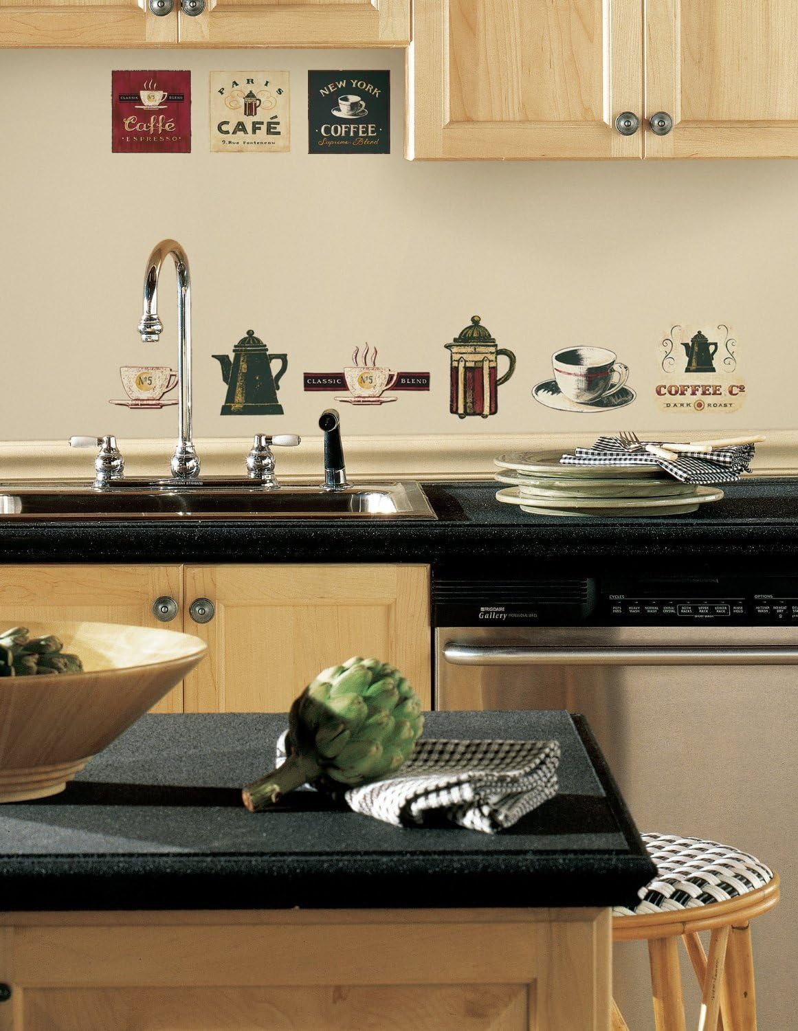 Roommates RMK1254SCS Coffee House Peel and Stick Wall Decals 10 Inch X 18 Inch image number 1