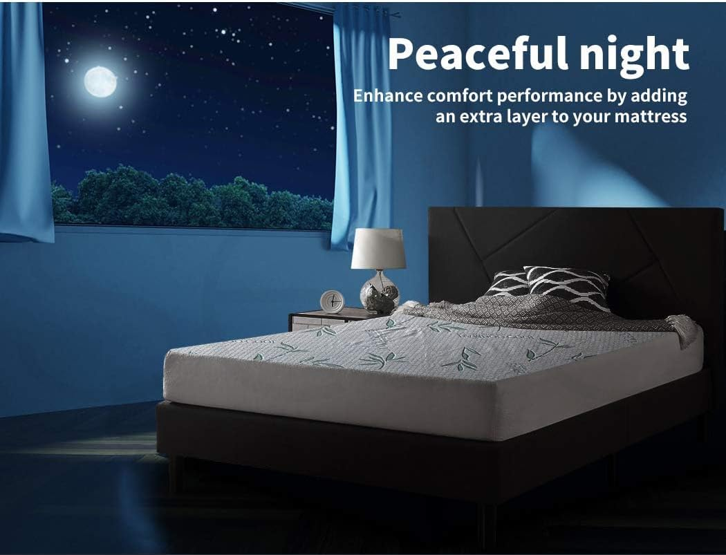 Dreamz Cooling Bamboo Mattress Protector, Pillowtop Fully Fitted Breathable Waterproof, Bedding Quilted Sheet Bed Cover, Mattress Cover Hypoallergenic, Machine Washable, 40Cm Fitted Skirt (Queen) image number 3