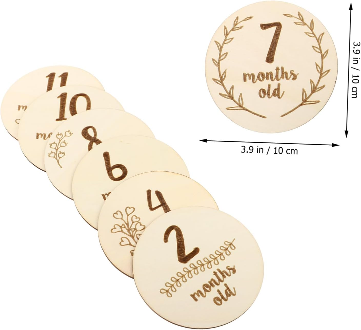 6Pcs Monthly Milestone Cards for Newborns Wooden Milestone Photo Props Double-Sided Accessory for Books Newborn image number 6