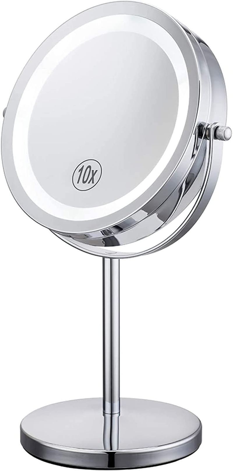 Wowcook Lighted Magnifying Mirrors - 1X / 10X Magnification Eye Makeup Mirror with Light - Touch Screen Adjustable LED Light Polished Chrome 7 Inch Makeup Magnify Mirror image number 5